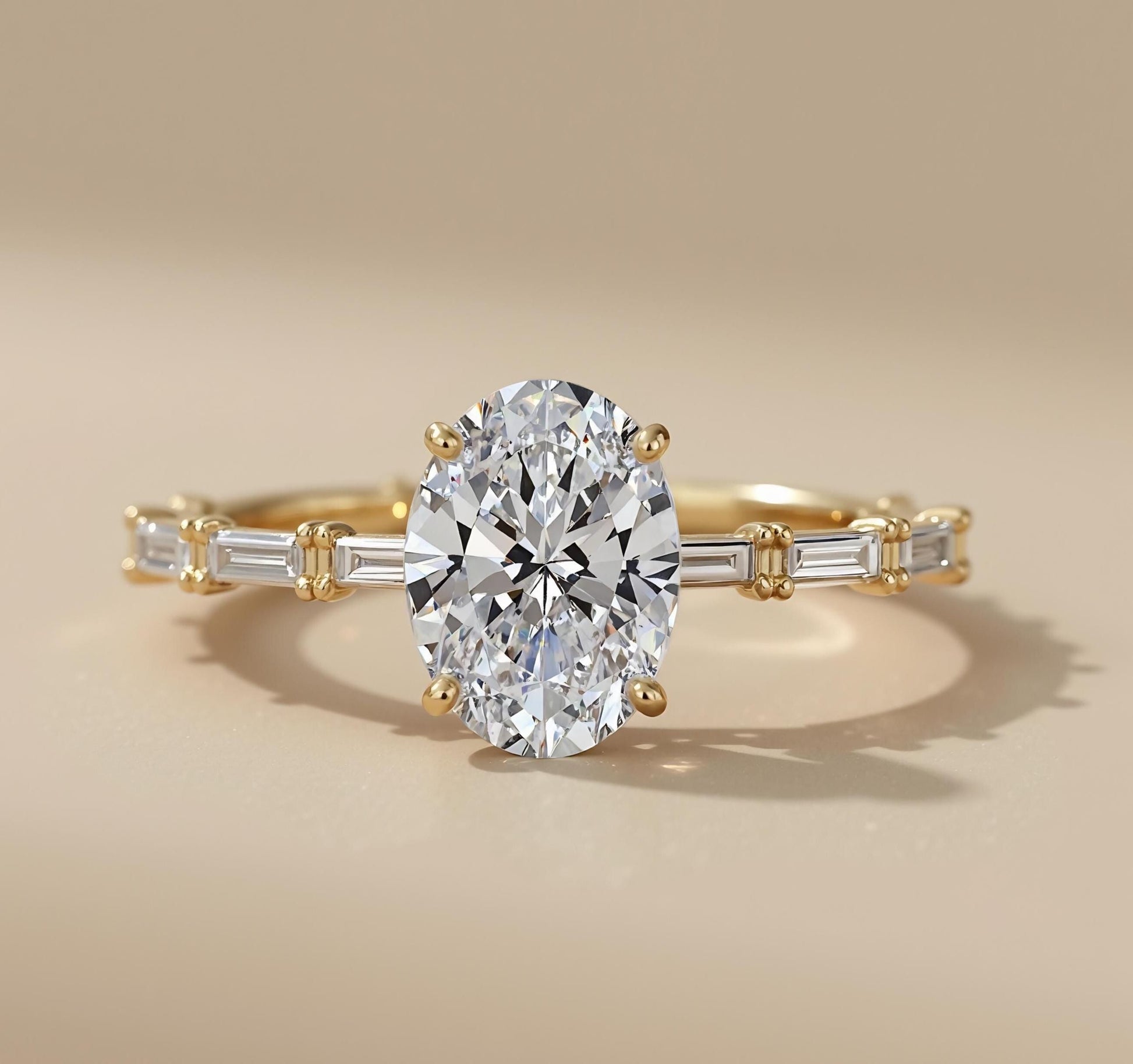 2.12 Ct IGI Certified Baguette Lab Diamond Engagement Ring