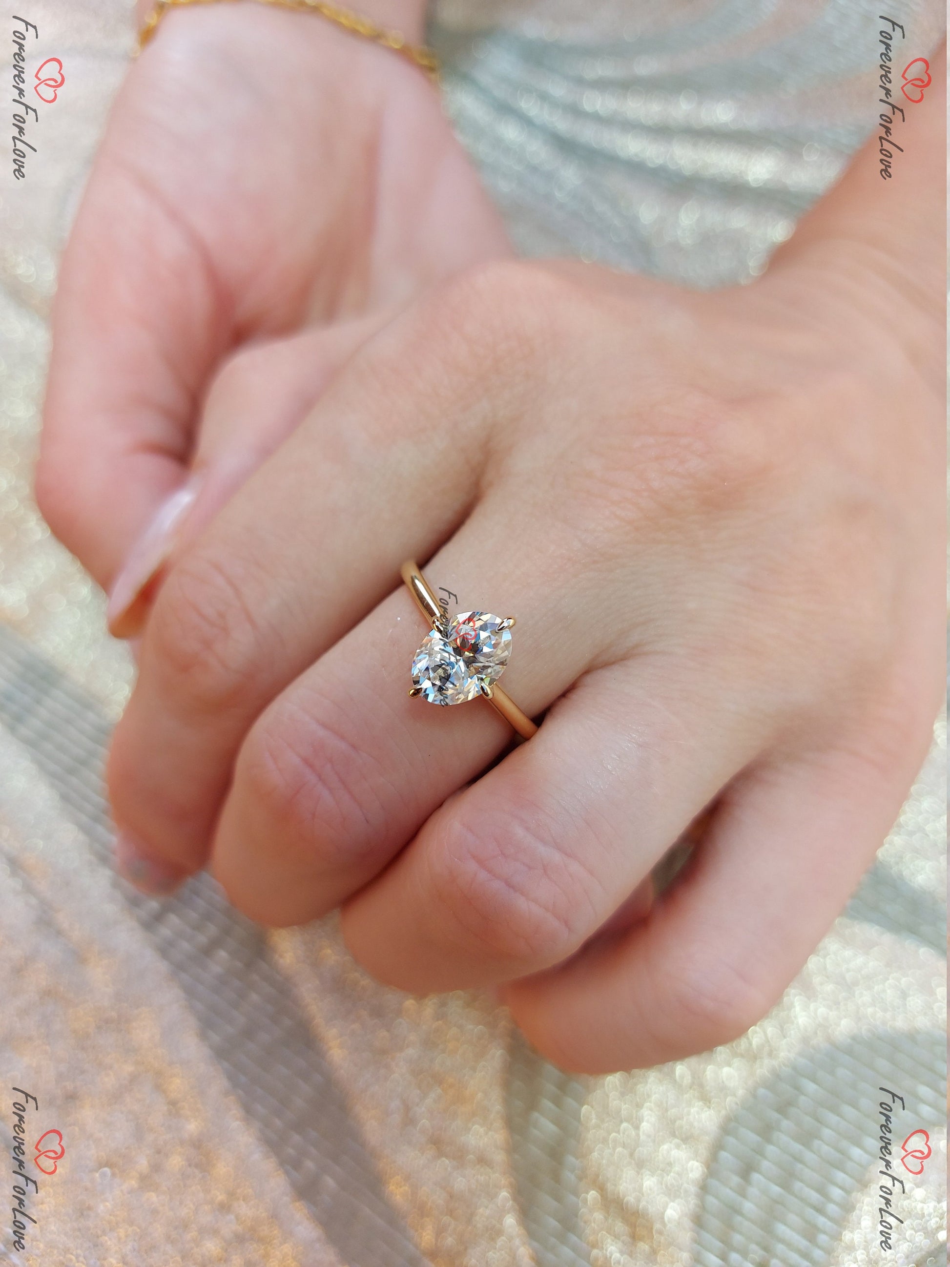 1.5 Ct Oval Diamond, Moissanite Halo Engagement Ring