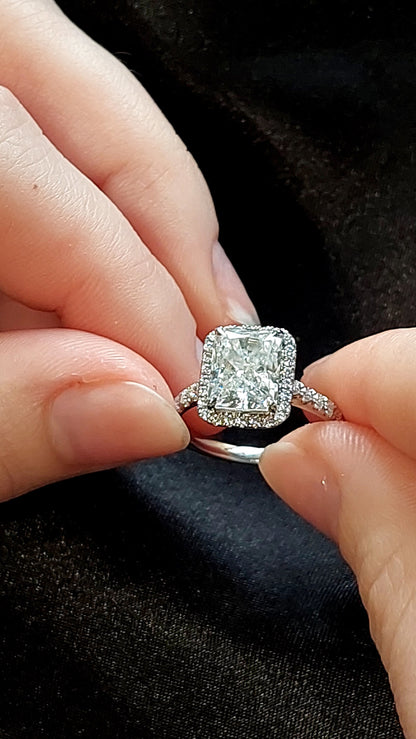2.01 Ct IGI Certified Radiant Lab Diamond Engagement Ring