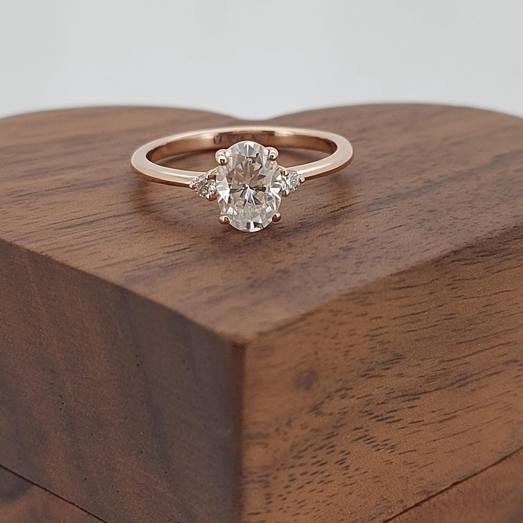 1.50 Ct Oval Moissanite Three Stone Ring