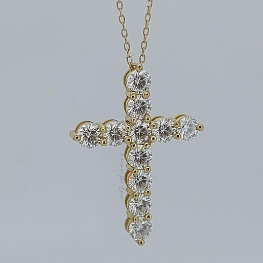 14k Solid Gold Diamond Cross Necklace for Women,Diamond Cross Pendant, Religious Jewelry, Christian Faith Pendant, Cross Gift for Women