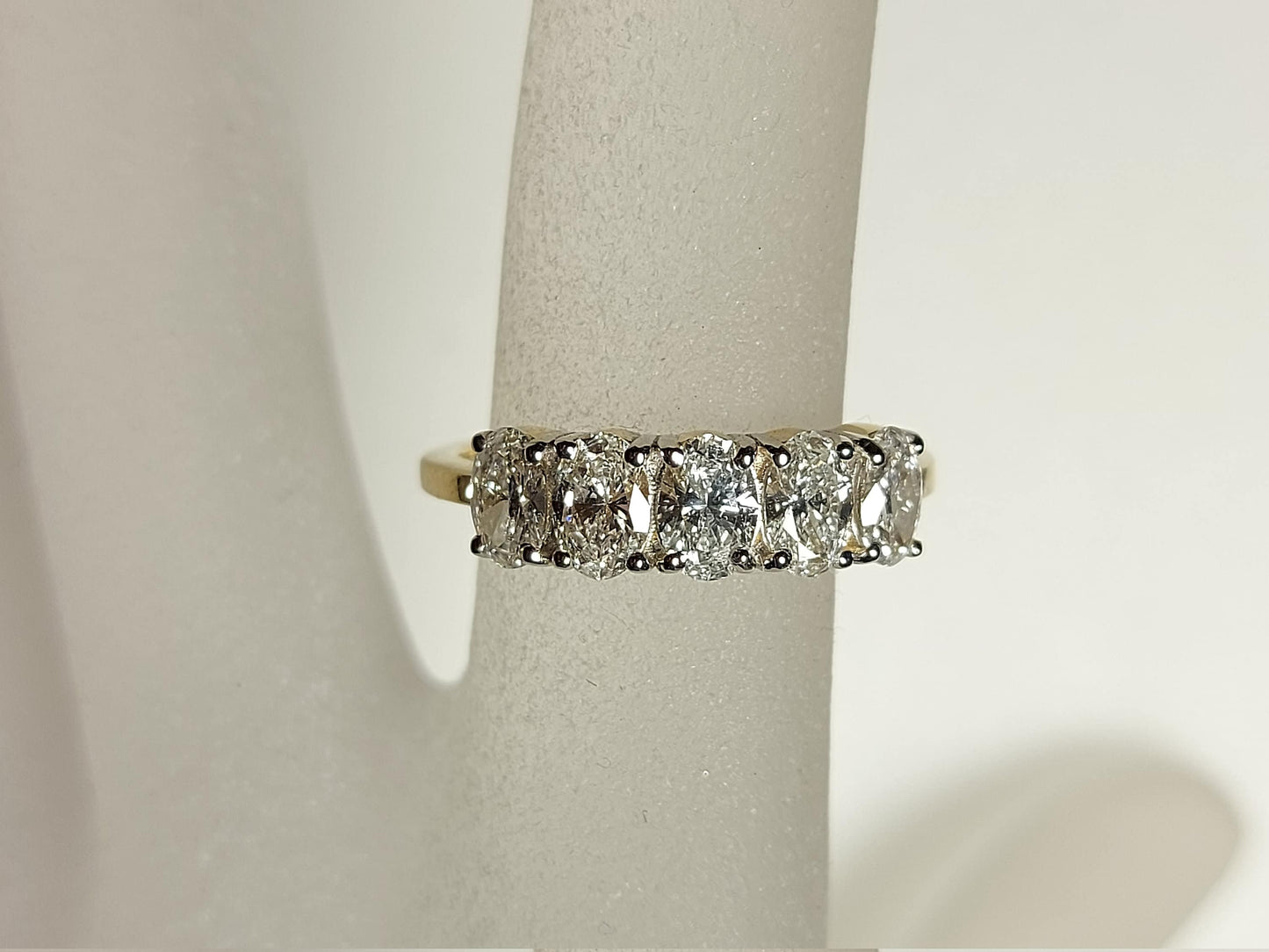 Bague Demi-Éternité Ovale avec Diamants de Laboratoire Oval cut Moissanite coupe brillante engagement ring in Gold or Platinum — custom handcrafted by Forever For Love