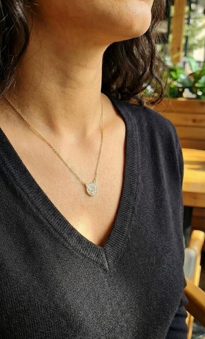 0.3ct Cat diamond Necklace, 14k Yellow Gold, Dainty Minimalist Cat Pendant, Lab Diamond Womens Necklace, Special Gift For Her.