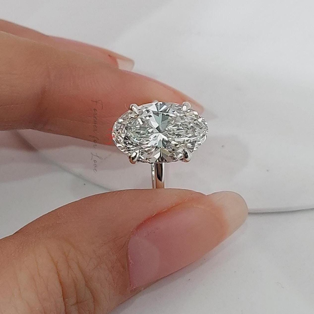 3 Ct IGI Certified Oval Lab Diamond Solitaire Engagement Ring Oval cut 1Ct Moissanite Brilliant Cut engagement ring in 935 Argentium Silver — custom handcrafted by Forever For Love