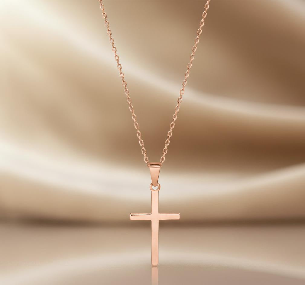 14K massiv Gold Kreuz Halskette, Minimalistischer Kreuz Anhänger, Schutzengel Religiöser Schmuck, Christlicher Glaube Anhänger Moissanite engagement ring in Gold or Platinum — custom handcrafted by Forever For Love