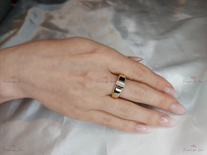 Man wedding band, chunky man band, his and her bands, diamond band, wedding band. 6mm wide solid gold band.