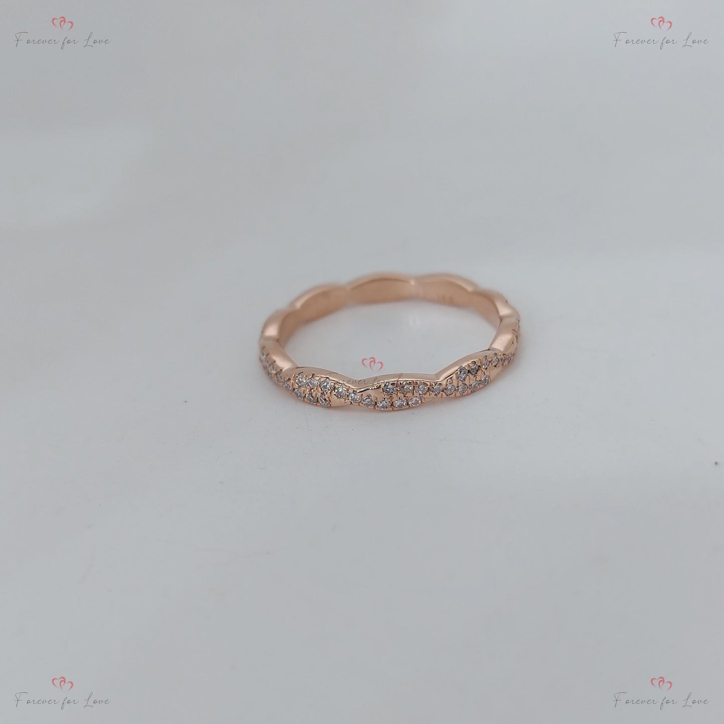 0.5 Ct Twist Diamond Eternity Band Round cut Moissanite Brilliant Cut engagement ring in 935 Argentium Silver — custom handcrafted by Forever For Love