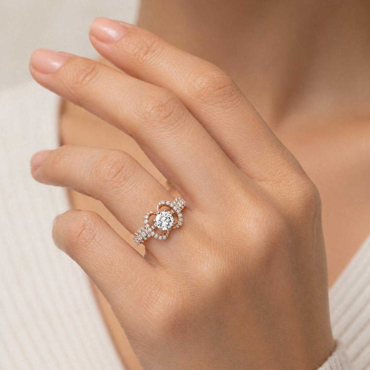 Round Lab Diamond Halo Engagement Ring