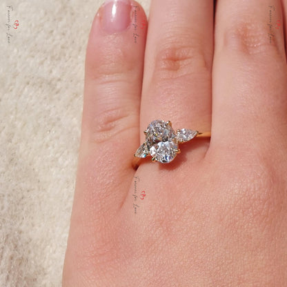 2.50 Ct IGI Certified Oval Lab Diamond Three Stone Engagement Ring