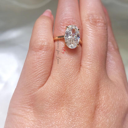 Oval Cut Engagement engagement ring 5.5 Ct Crushed ice Oval 13.5* 8.5mm Moissanite donut setting ring low setting Ring Anniversary For her.