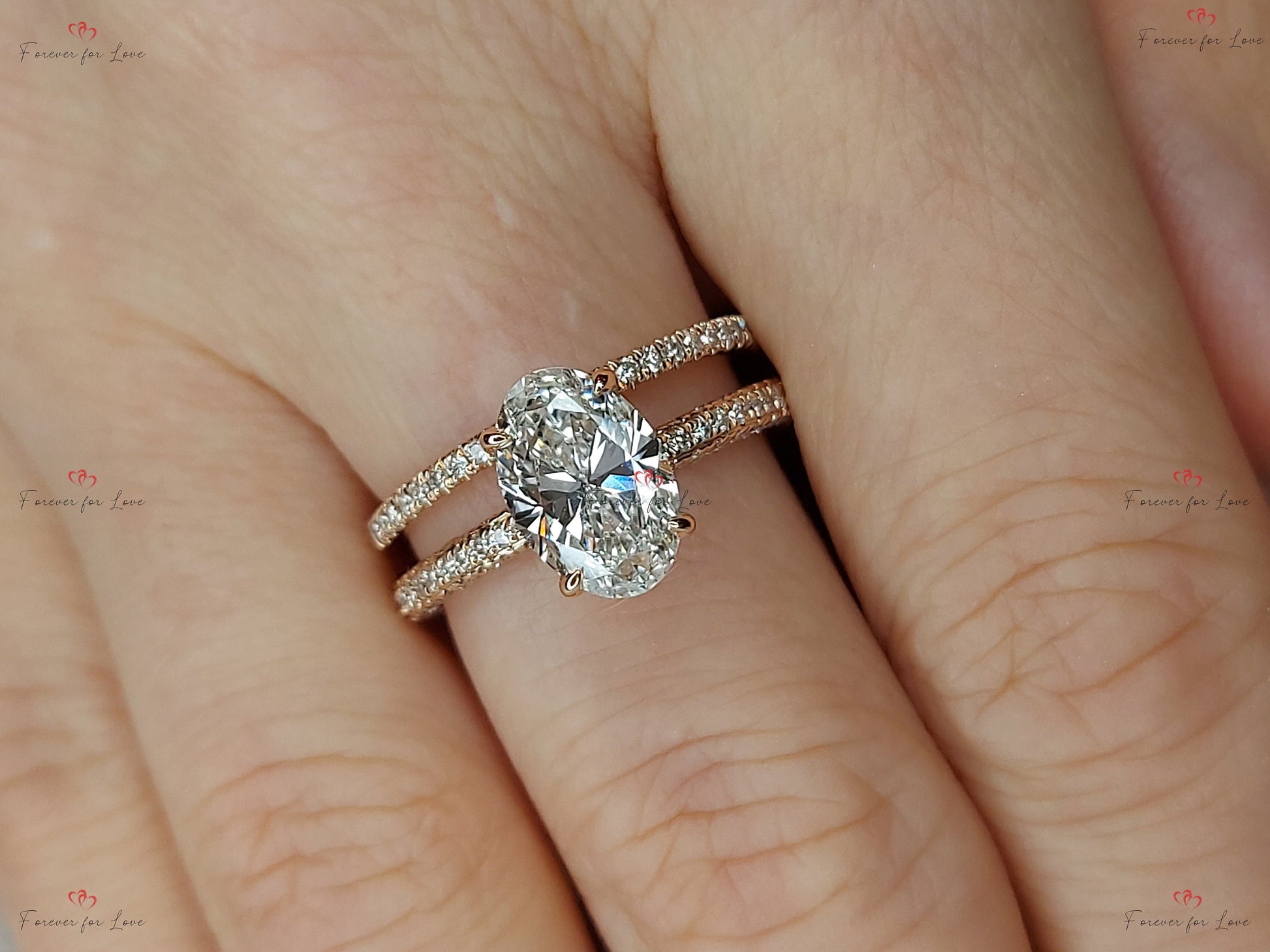 Oval Lab Diamond Hidden Halo Engagement Ring