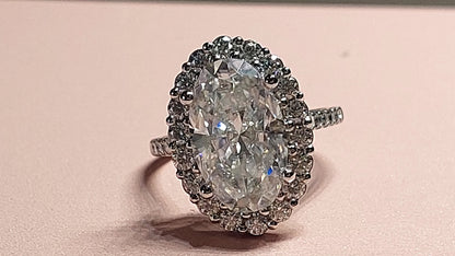 7 Ct Oval Diamond, Moissanite Halo Engagement Ring