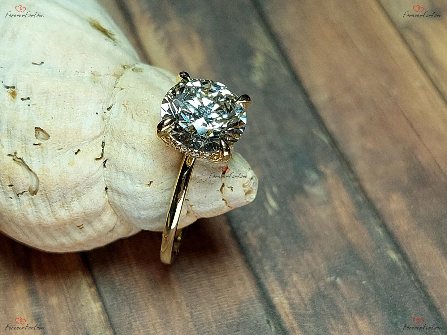 3 Ct IGI Certified Round Lab Diamond Solitaire Engagement Ring Round cut 1Ct Moissanite Brilliant Cut engagement ring in 935 Argentium Silver — custom handcrafted by Forever For Love
