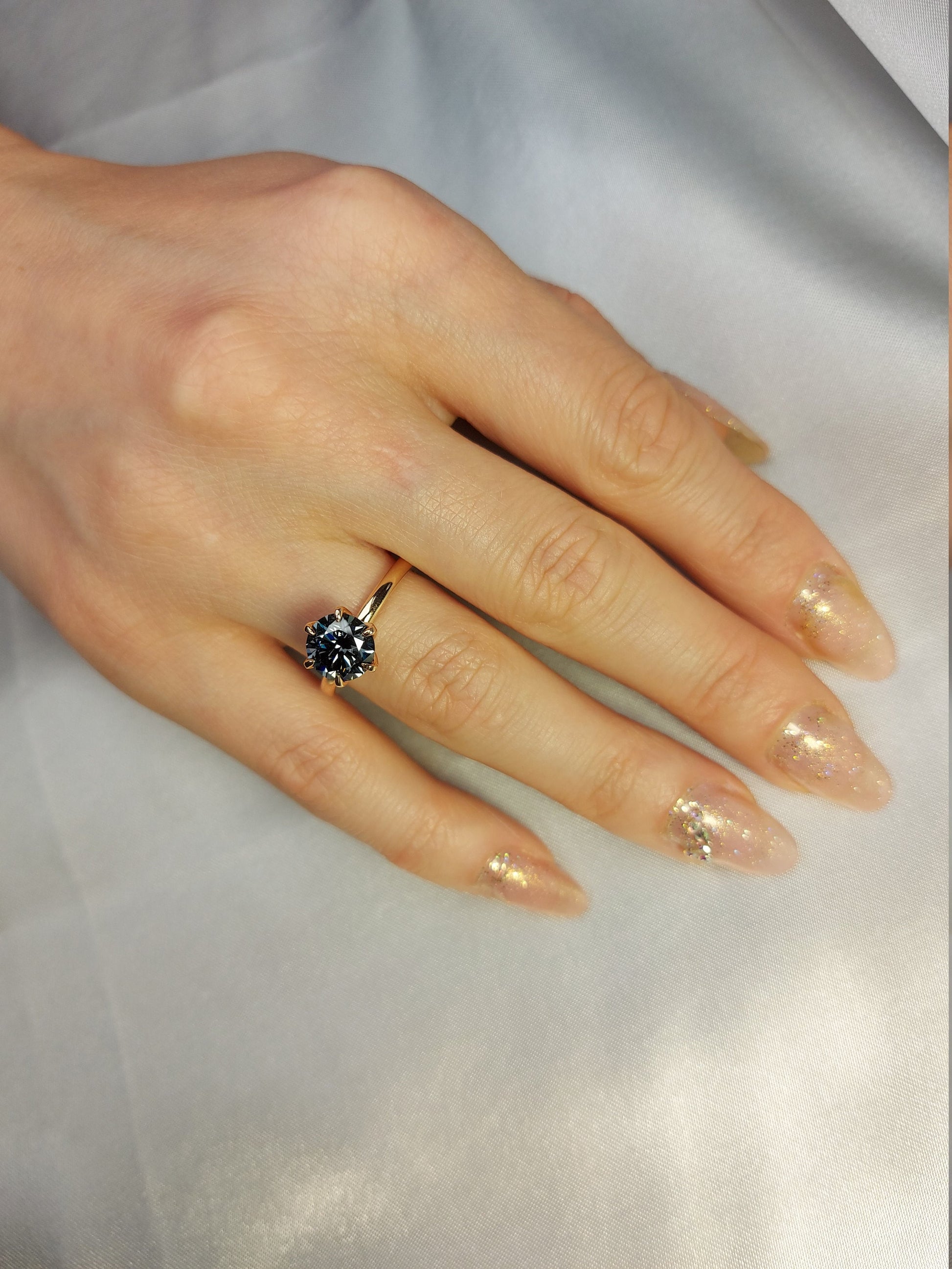 2 Ct Round Moissanite Solitaire Engagement Ring