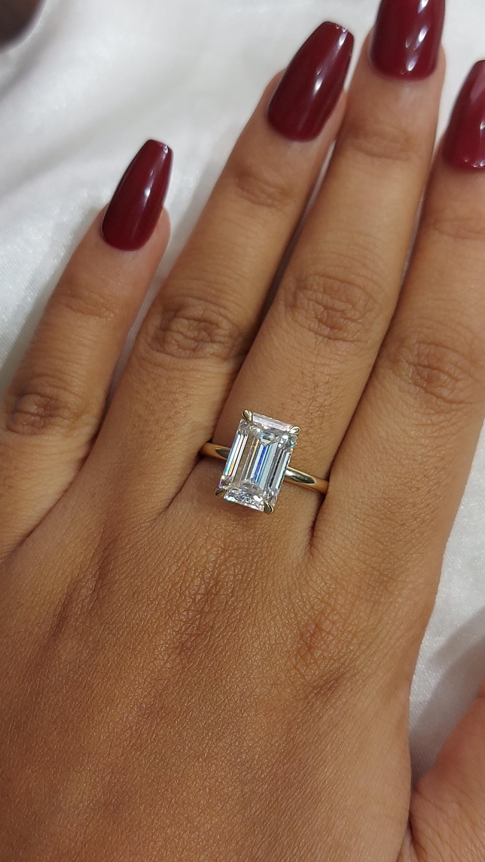 5 Ct IGI Certified Emerald Lab Diamond Solitaire Engagement Ring