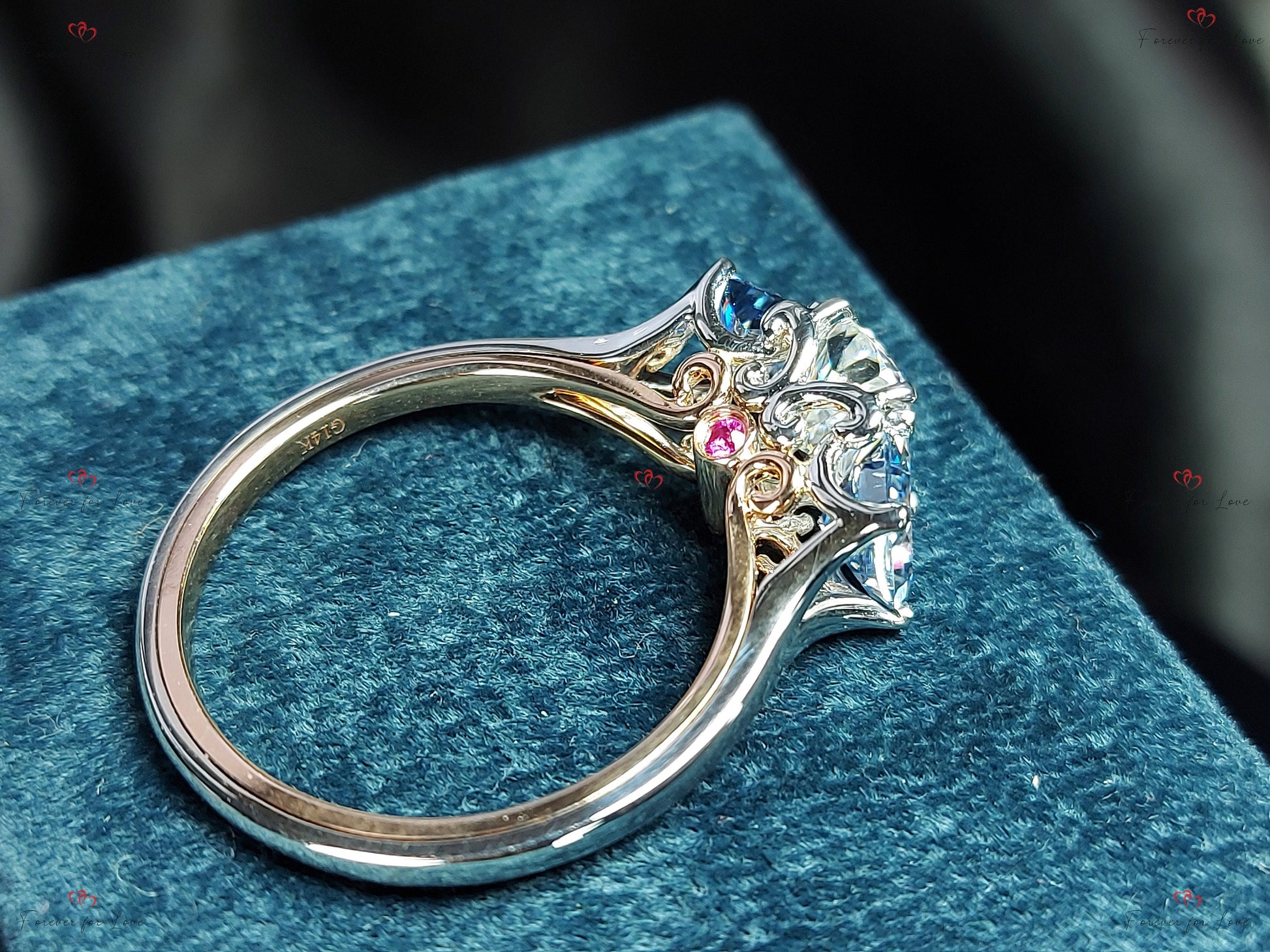 Radiant Moissanite Three Stone Engagement Ring