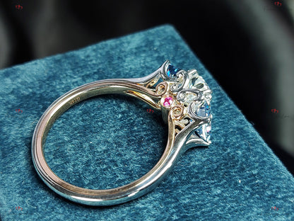 Radiant Moissanite Three Stone Engagement Ring