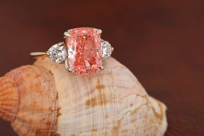 4 Ct IGI Certified Cushion Lab Diamond Halo Engagement Ring