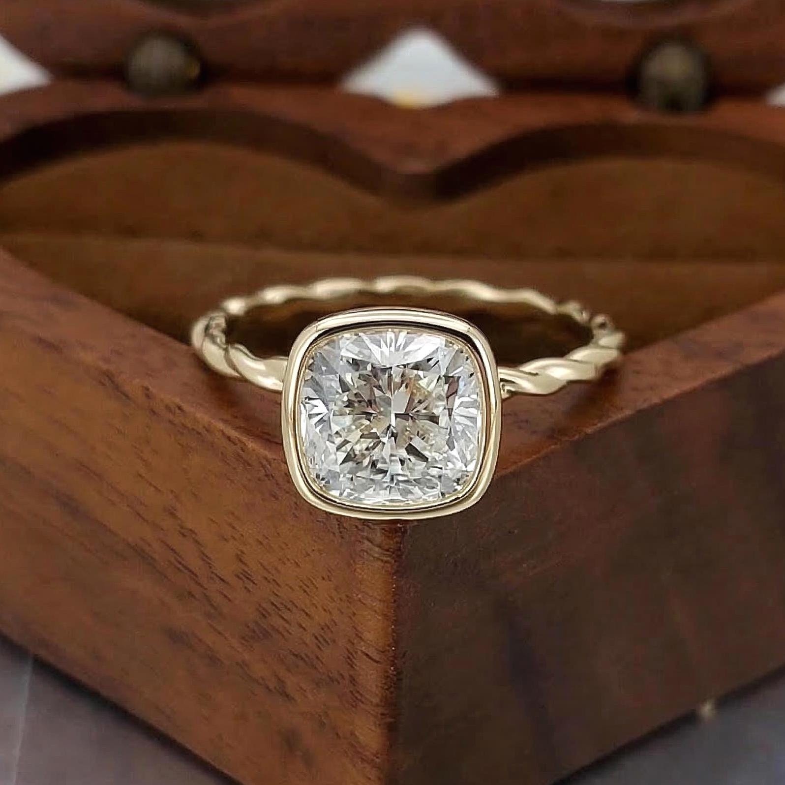 3.5 Ct IGI Certified Cushion Lab Diamond Engagement Ring
