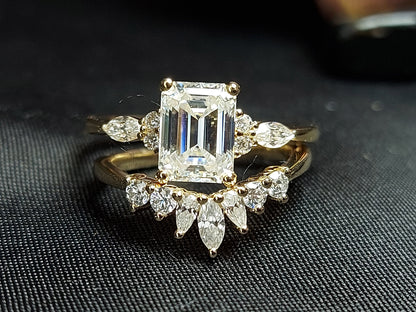 Emerald Diamond, Moissanite Engagement Ring