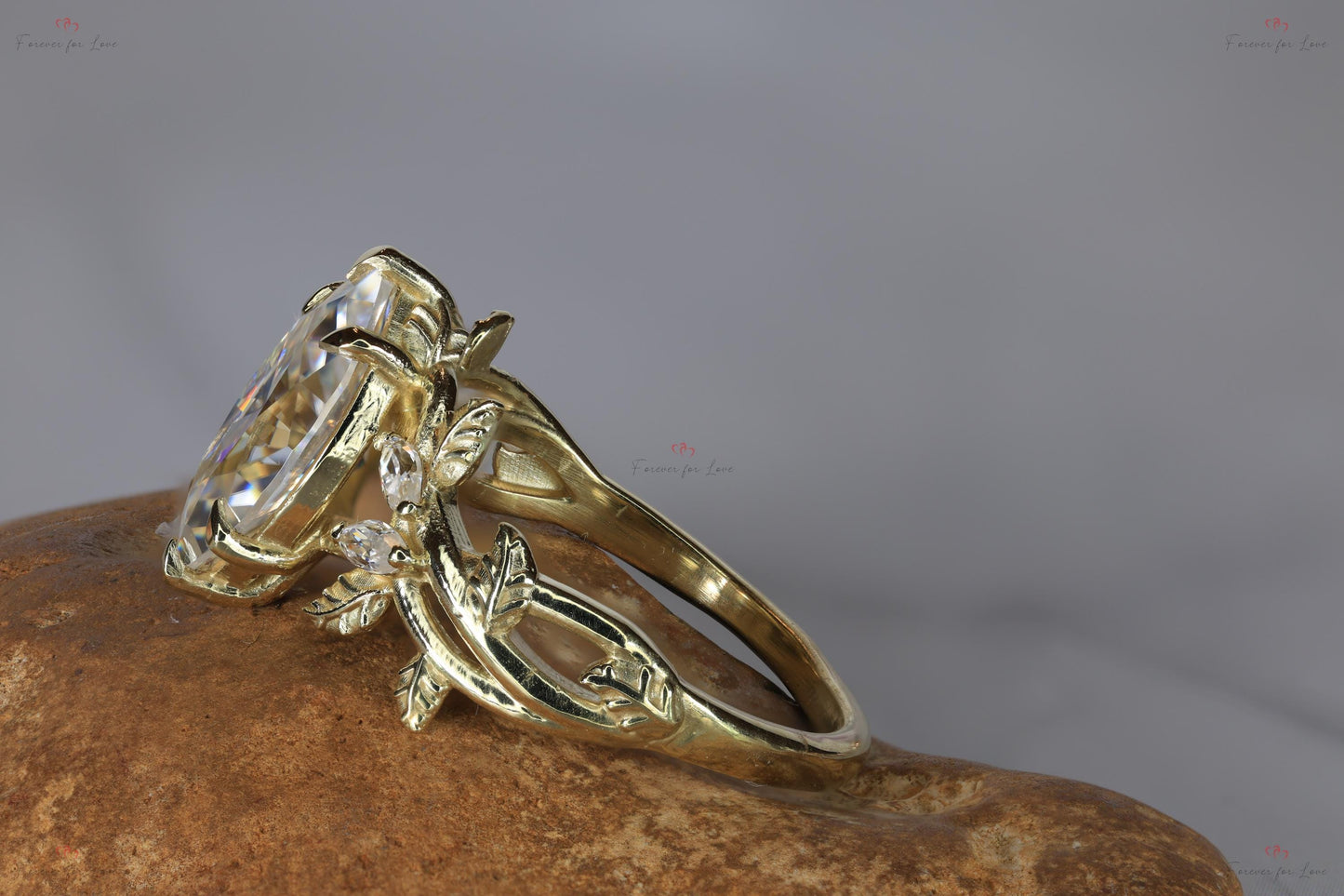 1 Ct Marquise Lab Diamond Vintage Ring with Accents Marquise cut Moissanite Brilliant Cut engagement ring in 935 Argentium Silver — custom handcrafted by Forever For Love