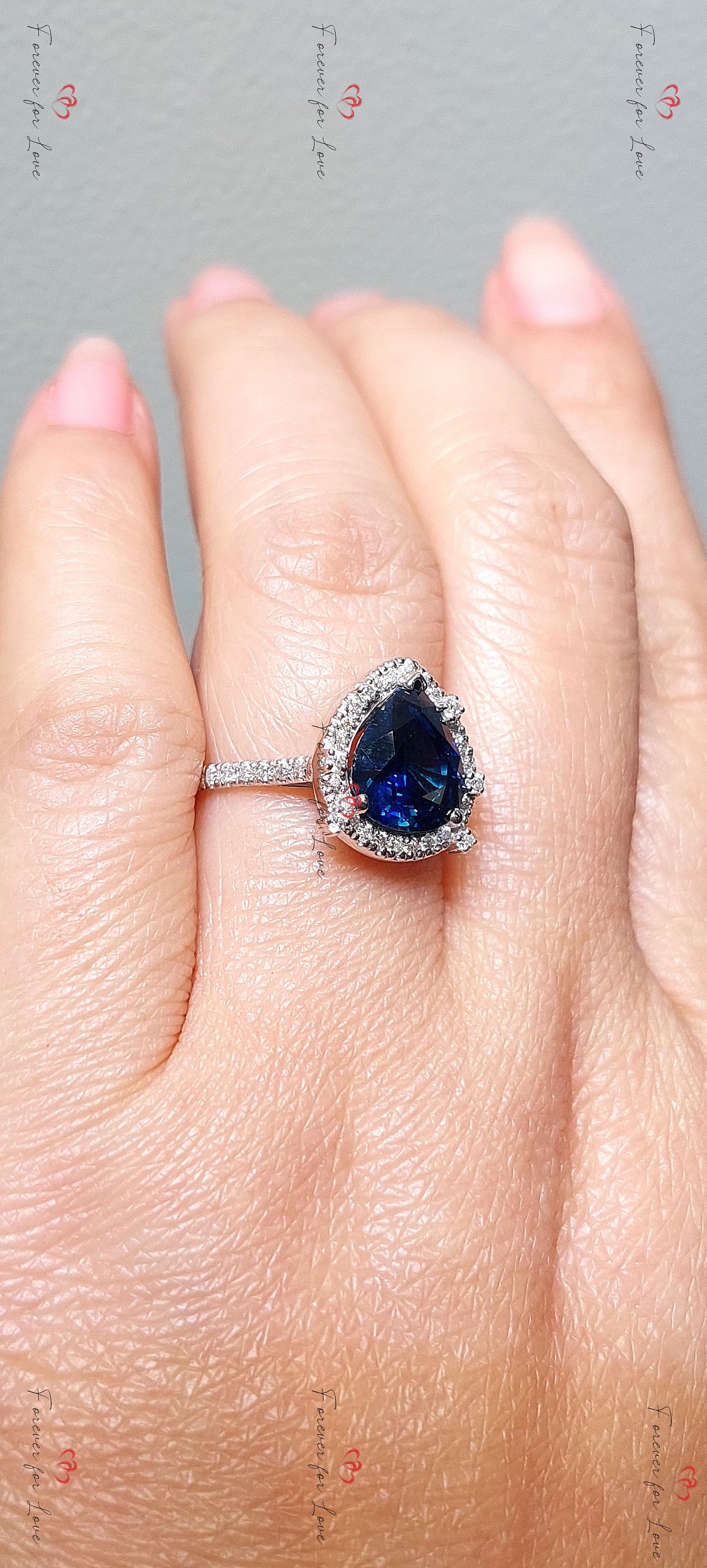 3.6 Ct Blue Diamond, Sapphire Engagement Ring