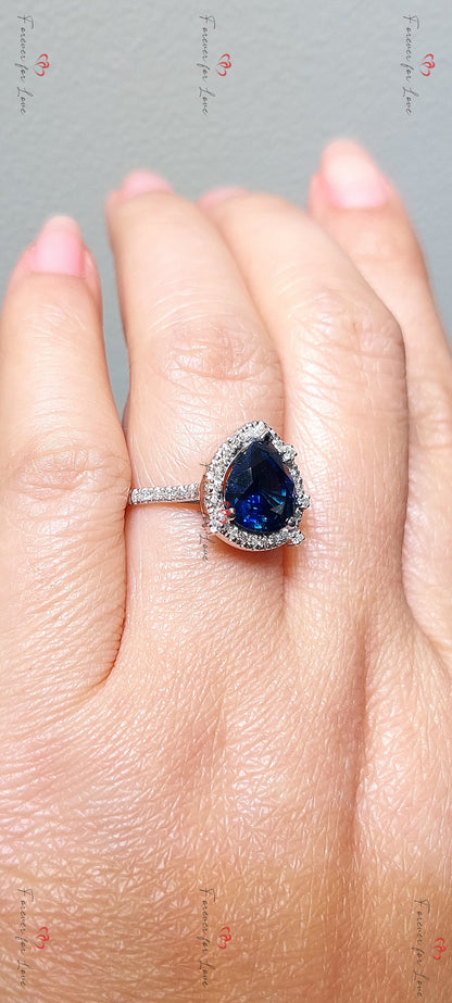 3.6 Ct Blue Diamond, Sapphire Engagement Ring