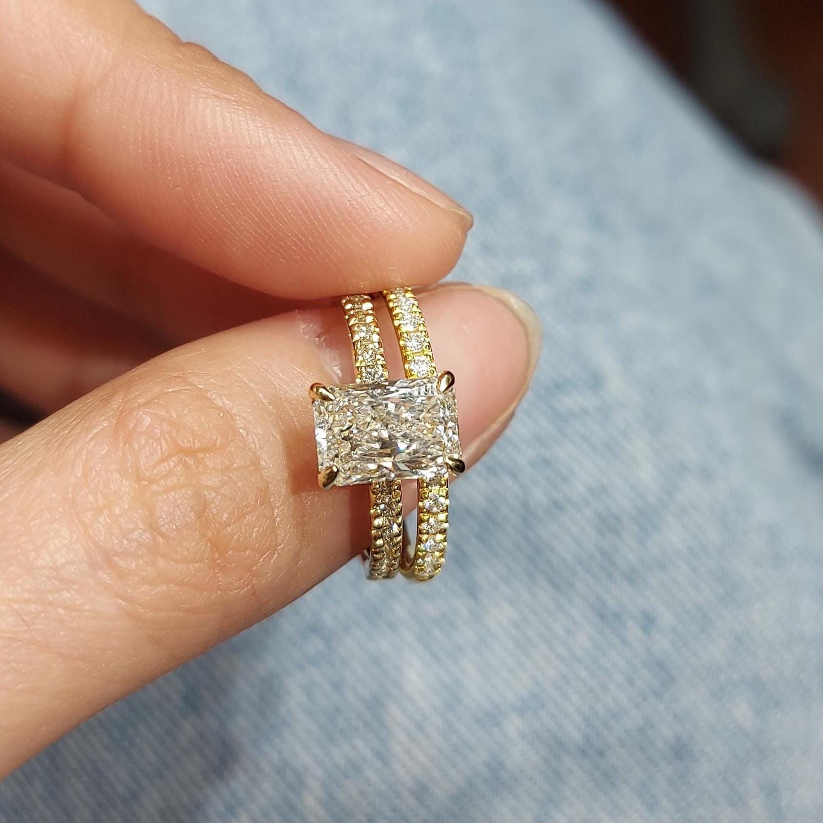 1.5 Ct Radiant Lab Diamond Eternity Band