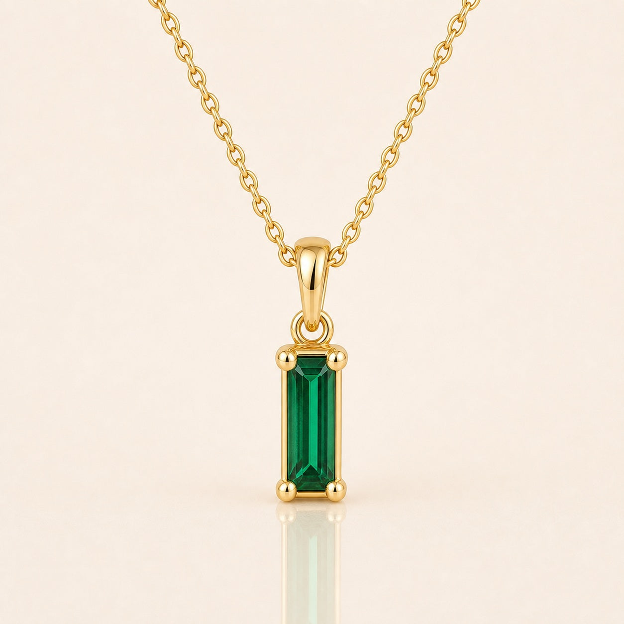 Emerald Baguette Pendant Necklace