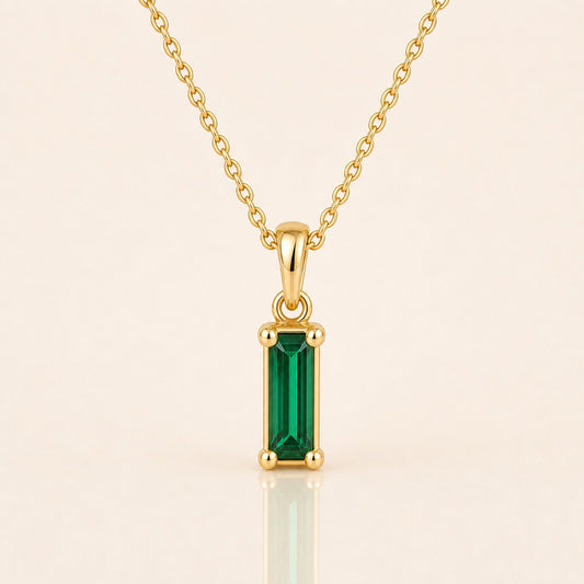 Emerald Baguette Pendant Necklace