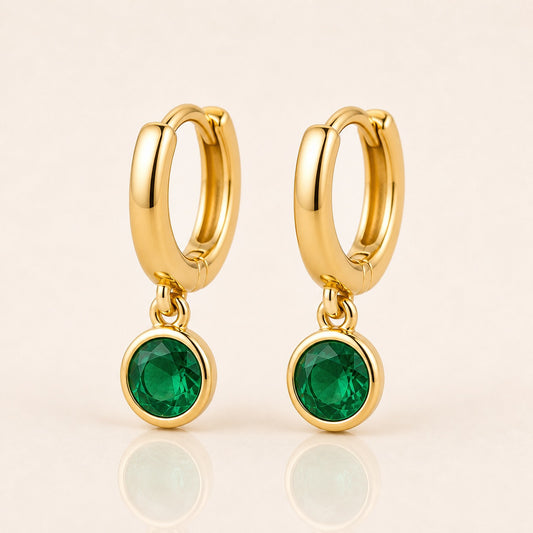 Emerald Huggie Birthstone Earrings