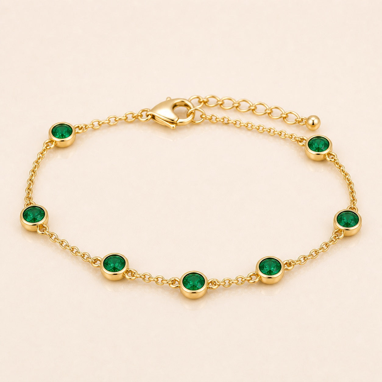 Emerald Station Birthstone Bracelet