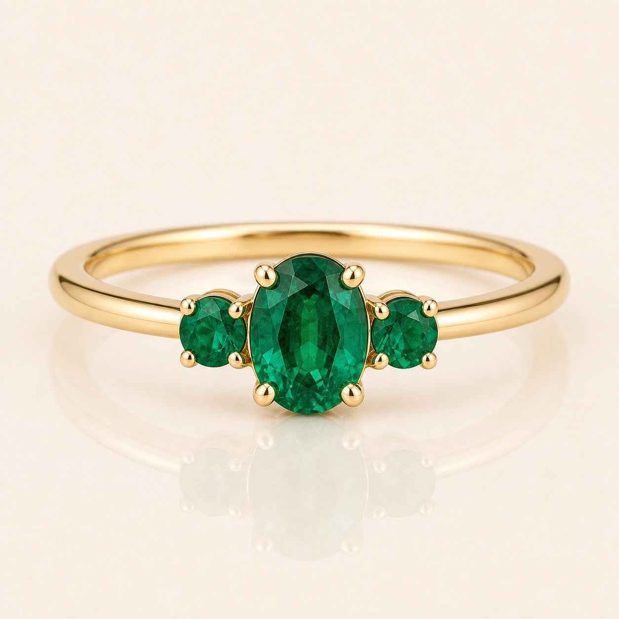 Emerald Three Stone Birthstone Ring