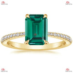 Eternal Emerald:  Emerald Cut Diamond Wedding Ring Set Forever For Love