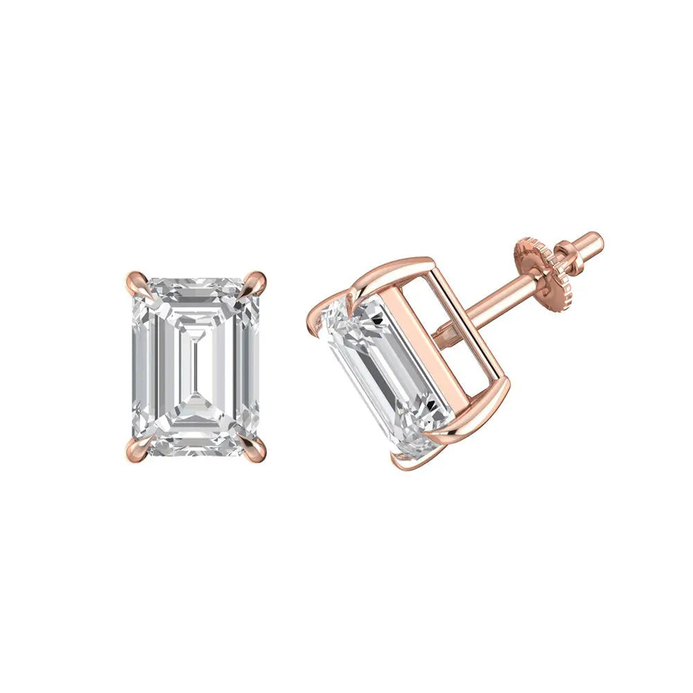 Emerald Cut Diamond Stud Earring Forever For Love