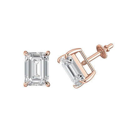 Emerald Cut Diamond Stud Earring Forever For Love