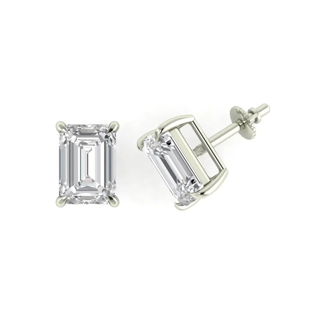 Emerald Cut Diamond Stud Earring Forever For Love