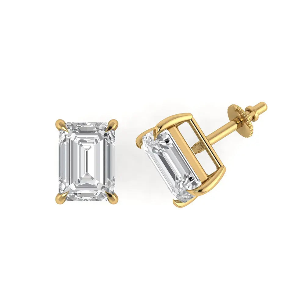 Emerald Cut Diamond Stud Earring Forever For Love
