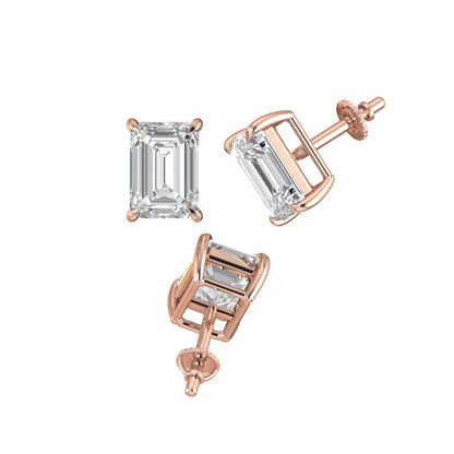 Emerald Cut Diamond Stud Earring Forever For Love