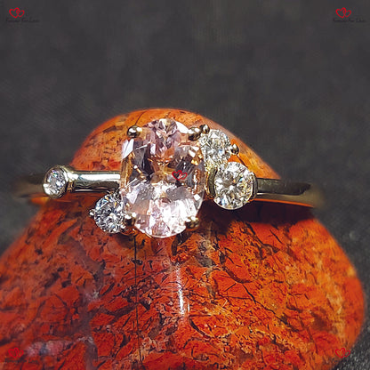 Oval Morganite Cluster Bridal Ring with Diamonds