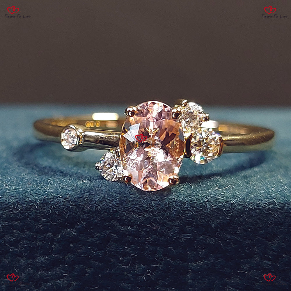 Oval Morganite Cluster Bridal Ring with Diamonds