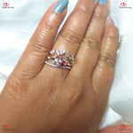 Vintage Morganite Oval /5*7mm and Diamond Engagement Wedding Set | Rose Gold Diamond Cluster Bridal Women Forever For Love