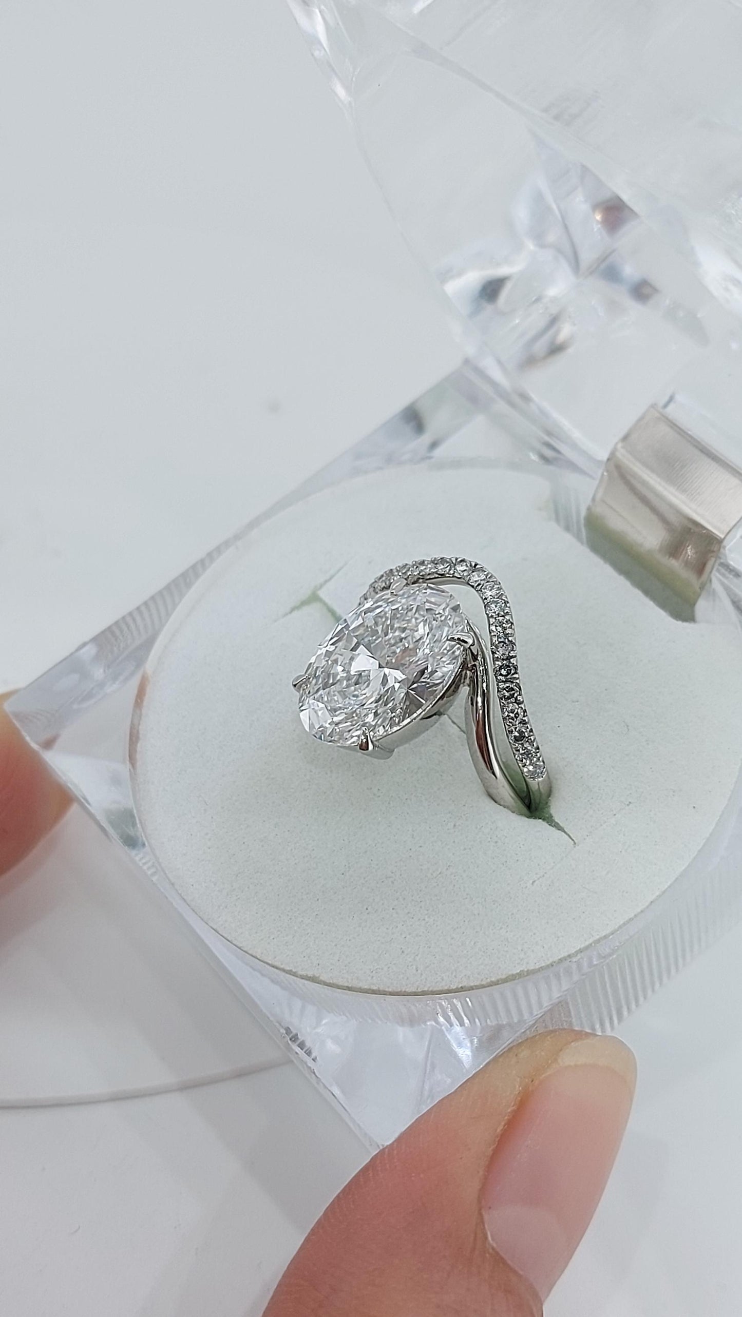 4.5 Ct Oval Lab Diamond Full Eternity Band Oval cut Moissanite Brilliant Cut engagement ring in 935 Argentium Silver — custom handcrafted by Forever For Love