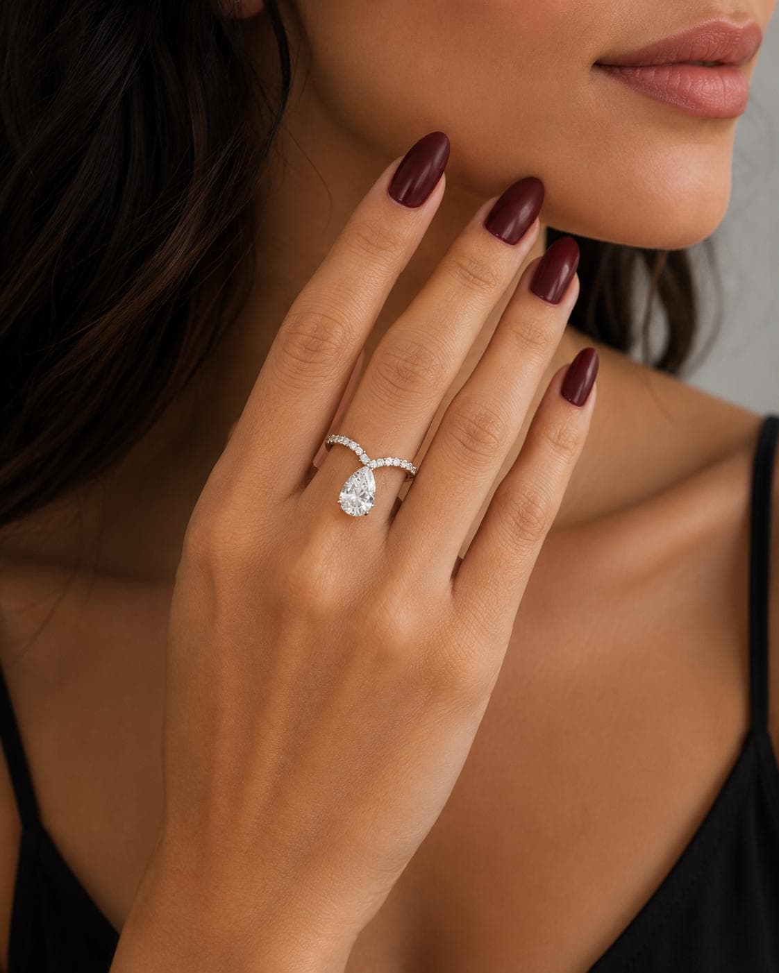 3.8 ct birnenförmiger E, VVS2 IGI-zertifizierter Labor-Diamant-Verlobungsring, 18 Karat Weißgold, trendiger Ring, Massivgold, einzigartiges Design, perfektes Geschenk Pear cut Moissanite engagement ring in 935 Argentium Silber — custom handcrafted by Forever For Love