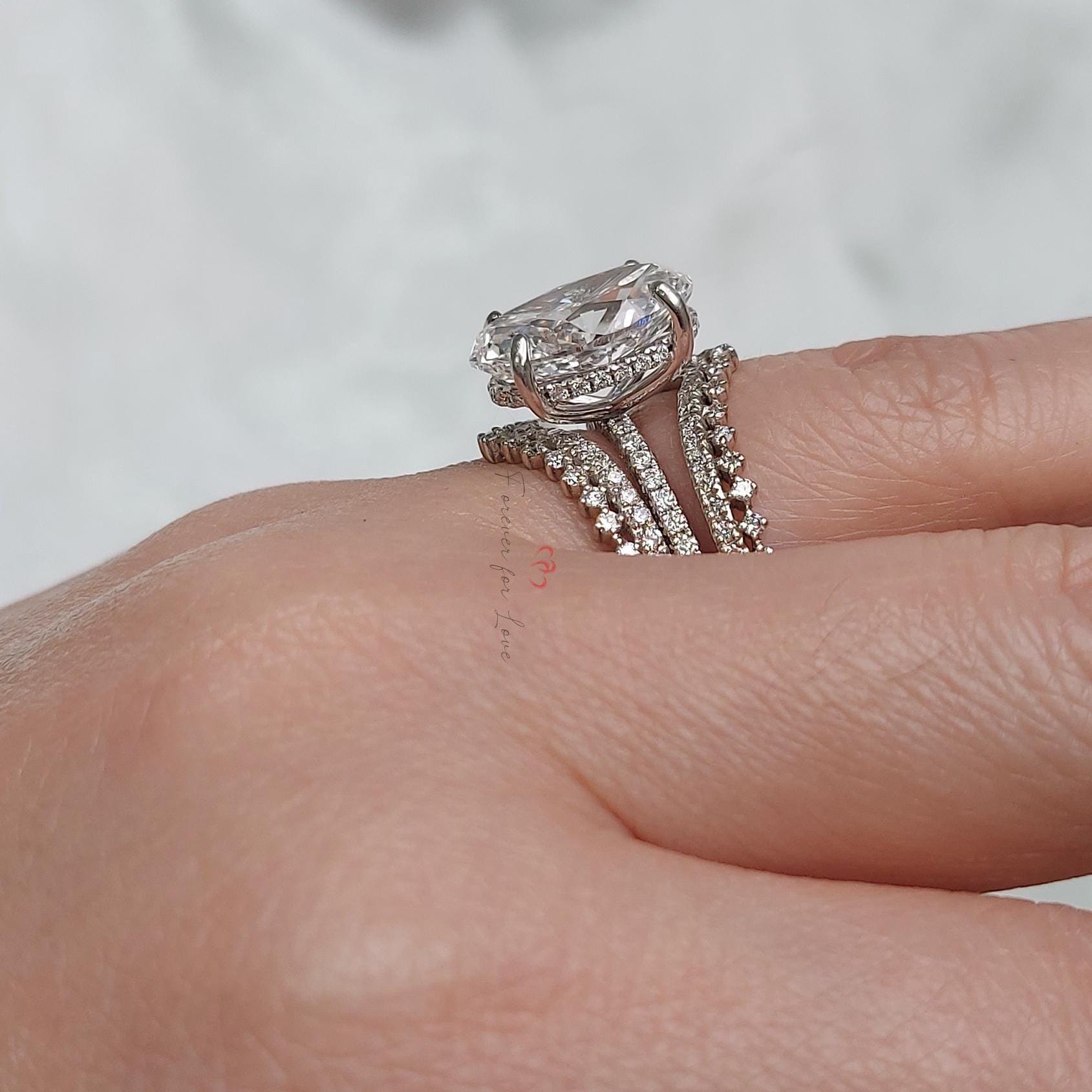 6 Ct Oval Diamond Hidden Halo Engagement Ring
