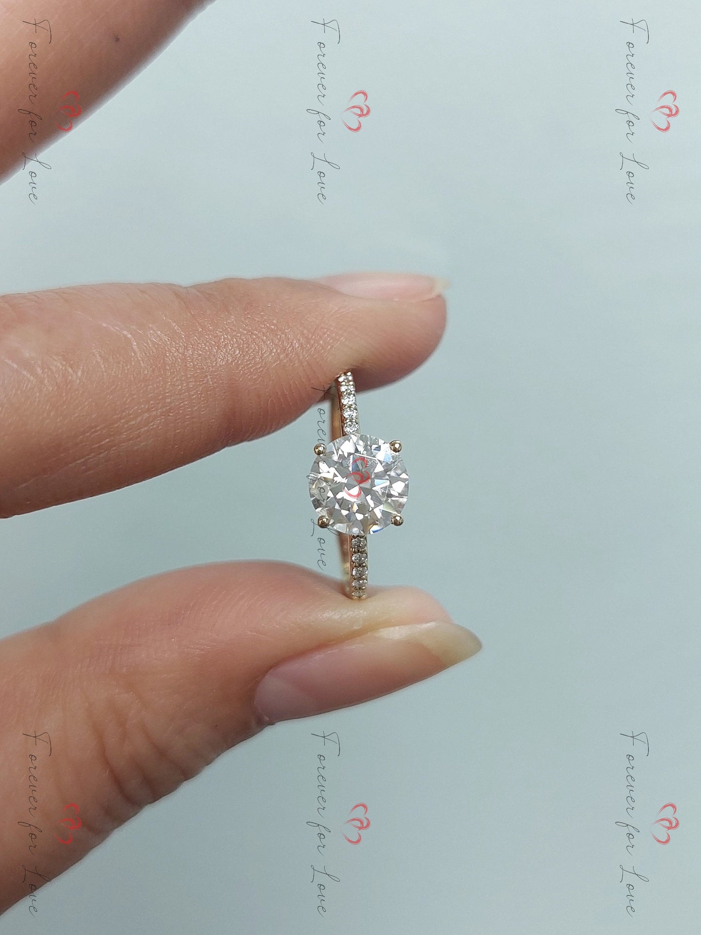 1.2 Ct IGI Certified Round Lab Diamond Engagement Ring Round cut 1Ct Moissanite Brilliant Cut engagement ring in 935 Argentium Silver — custom handcrafted by Forever For Love