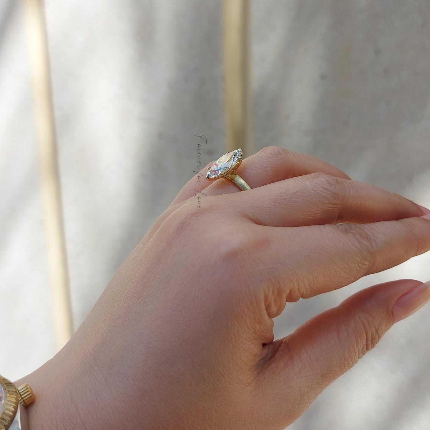 4.12 Karat IGI zertifizierter Marquise-Labor-Diamant Solitär Verlobungsring Marquise cut Moissanite engagement ring in 935 Argentium Silber — custom handcrafted by Forever For Love