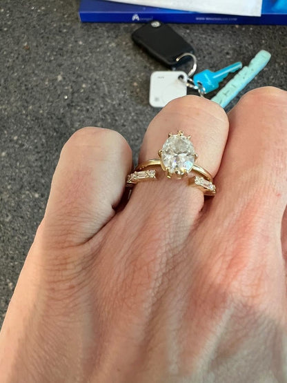 Vintage Open wedding band baguette Moissanite wedding band stacking matching ring Baguette Cuff Ring Bridal Promise Gift for her.