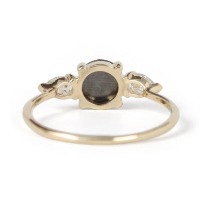 1 Ct Pear Black Diamond, Moissanite Engagement Ring