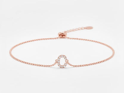 14K Gold Buchstabenarmband, Diamant Buchstabenarmband, Diamantanhänger, Buchstabenarmband, Massivgold, Initialenschmuck, Personalisiertes Geschenk